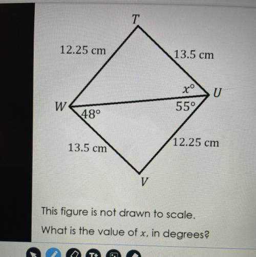 What is the value of x in degrees? (picture above)