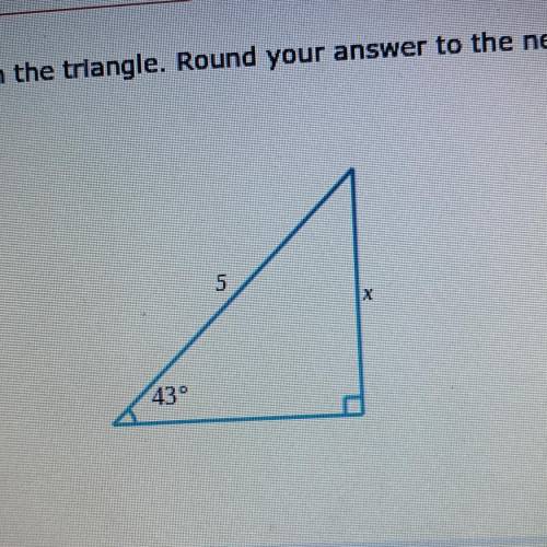 Solve for X in the triangle round your answer to the nearest tenth
