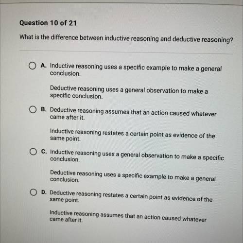What is the difference between inductive reasoning and deductive reasoning?