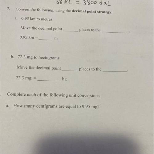 Decimal point strategy question please help and fill in the blanks.