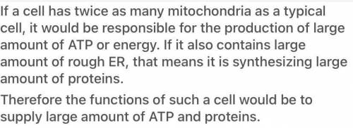 A cell has twice as many mitochondria as a typical cell. It also has a large amount of rough ER. Wha