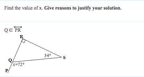 Find the value of x. Give a reason to justify your solution.