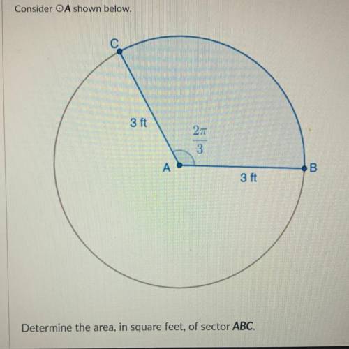 What’s the area of the sector ABC ?