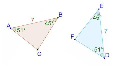 Which theorem proves that the triangles are congruent?
A. AAS
B. SSS
C. SAS
D. ASA