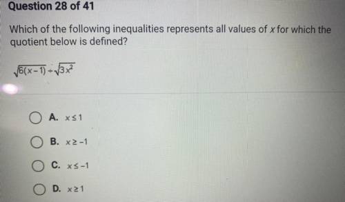 Which of the following inequalities represents all values of X for which the quotient below is defi