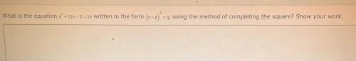 What is the equation x^2+12x-3=16 written in the form (x-p)^2=q using the method of completing the