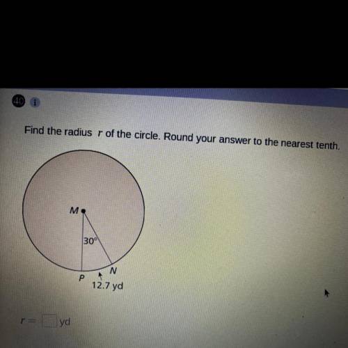 Find the radius r of the circle. Round your answer to the nearest tenth.