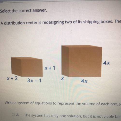 Select the correct answer.

A distribution center is redesigning two of its shipping boxes. The vo
