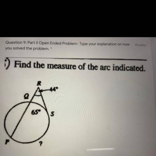 How can I find the measure of the arc indicated ?