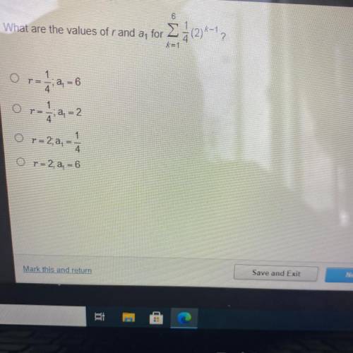 What are the values of r and A1 for 6 E K=1 (HURRY PLEASE)