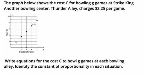 The graph below shows the cost C for bowling g games at Strike King. Another bowling center, Thunde
