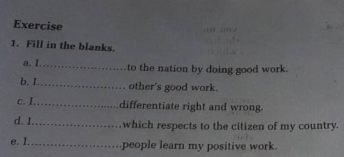 Fill in the blanks.

a. I..............to the nation by doing good work.b. ....... other's good wo