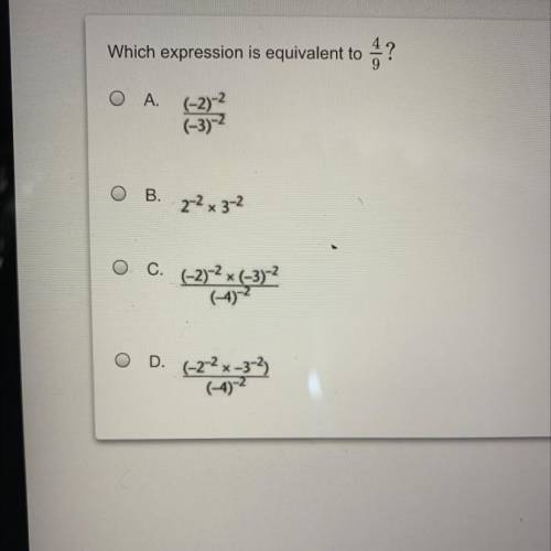 Which expression is equivalent to 4/9