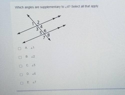 Which angles are supplementary to 24? Select all that apply.​