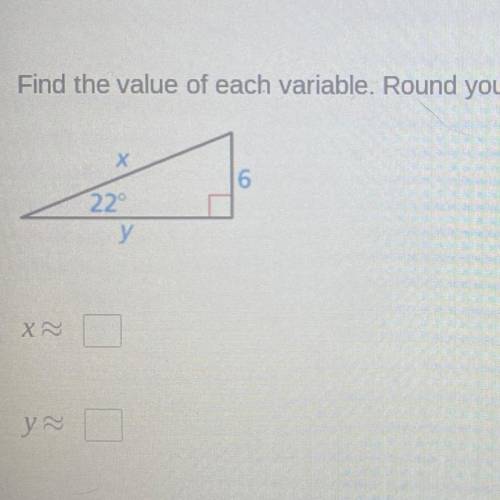 Find the value of each variable Round your answers to the nearest tenth.