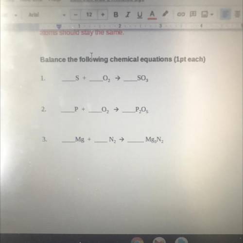 Balance the following chemical equations
