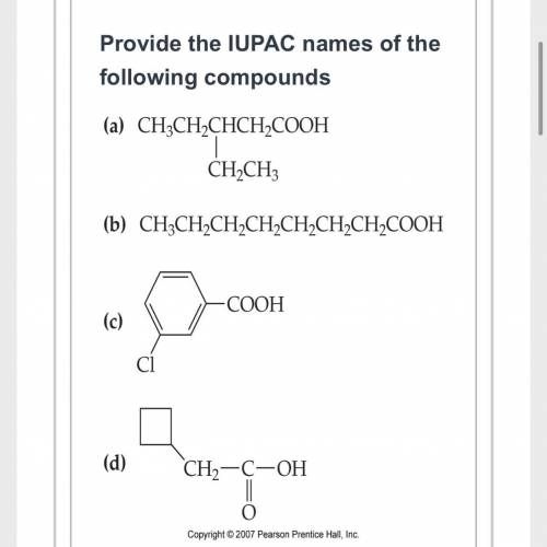 Provide the iupac names of the following compounds