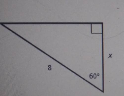 Which solution finds the value of x in the triangle below?​