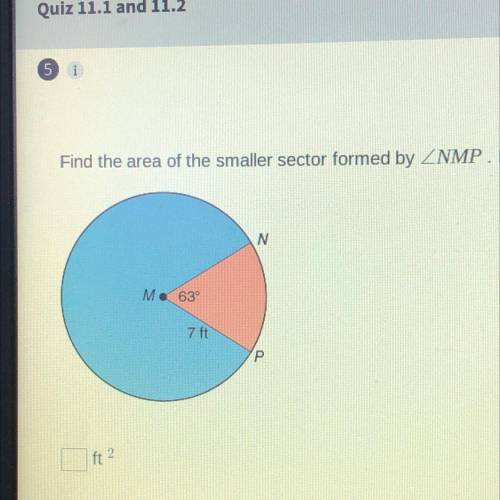 Find the area of the smaller sector formed by ZNMP. Round your answer to the nearest hundredth.