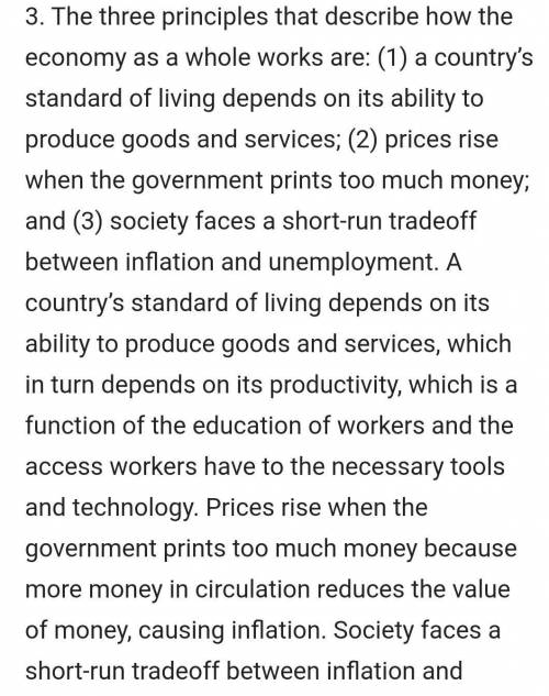Write a summary of the 3 principles of economic activity