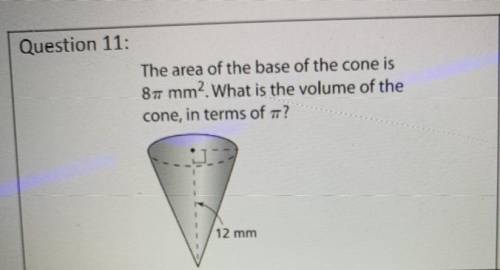 What is the volume of the cone in terms of pie
