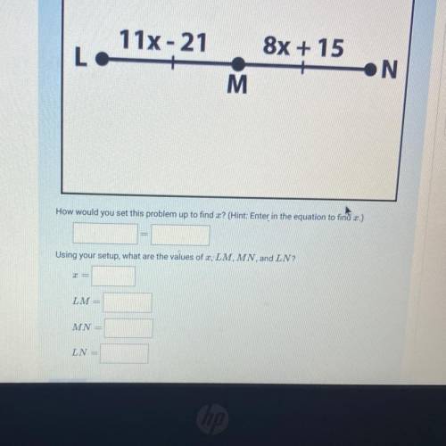 Using following image, solve the problems below given that M is the midpoint of LN