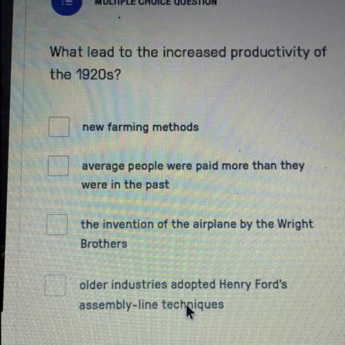 What lead to the increased productivity of
the 1920s?