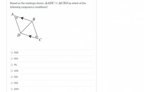 Find which congruence statement shows that these triangles are congruent.