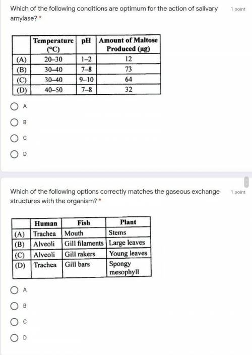 Biology questions [extra characters]​
