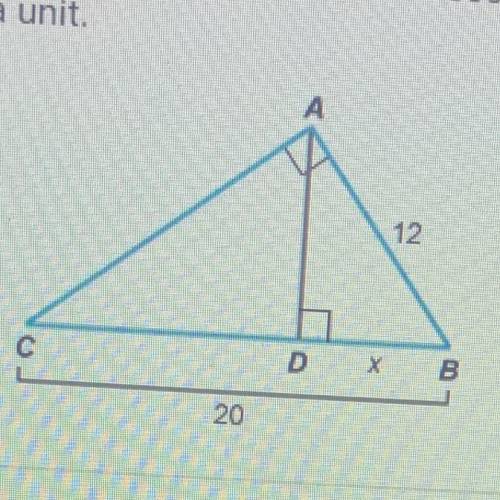 What is the value of x in the diagram below? If necessary, round your answer

to the nearest tenth