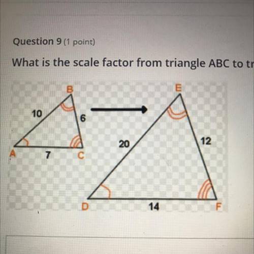 What is the scale factor from triangle ABC to triangle DEF? SHOW YOUR WORK