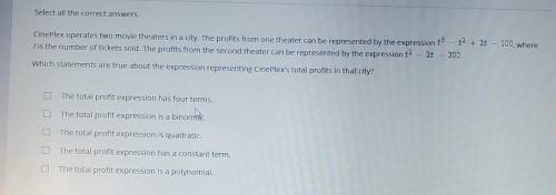 Cineplex operates two movie theaters in a city. The profits from one theater can be represented by