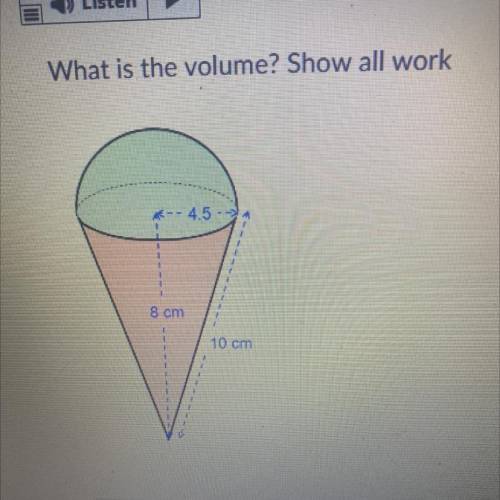 What is the volume? Show all work