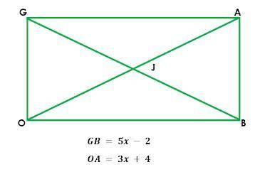 Special Parallelograms

1. Find the value of x. 
2. Find diagonal GB: 
3. Find the length of line