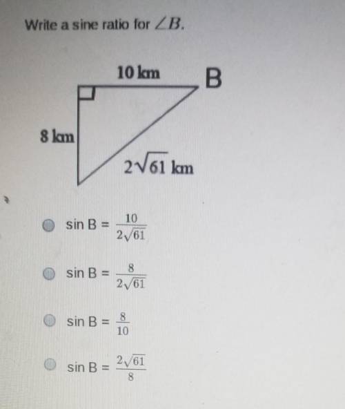 Write a sine ratio for ZB.​