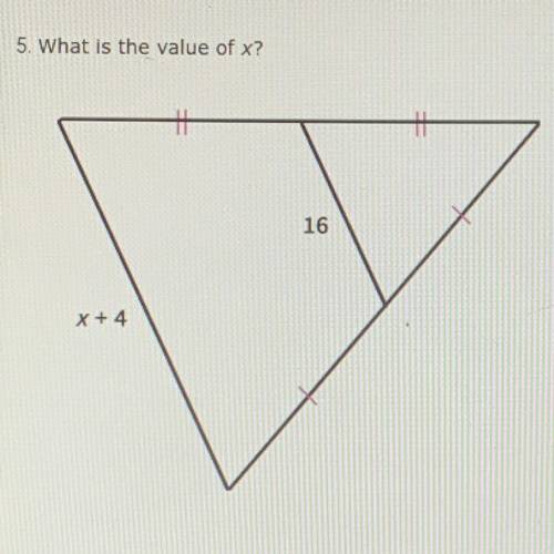 5. What is the value of x?
A. 36
B. 12
C. 32
D. 28