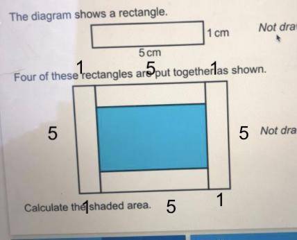 The diagram shows a rectangle. 5cm 1cm four of these rectangles are put together as shown, calculate