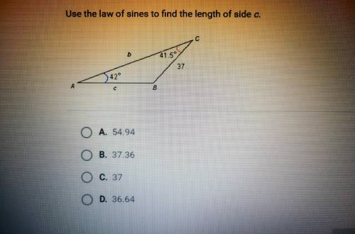 Use the law of cosines to find the length of side C.