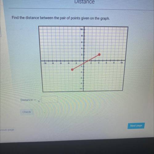 Find the distance between the pair of points that given on the graph?