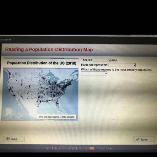 This is a

map.
Population Distribution of the US (2010)
Each dot represents
Which of these region