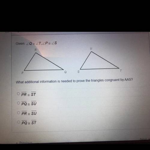 What additional information is needed to prove the triangles congruent by AAS