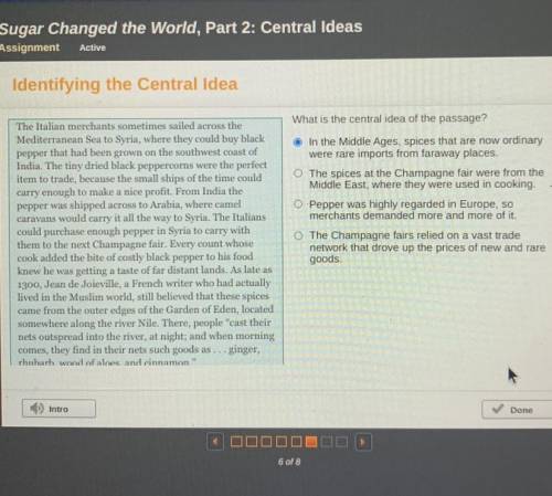 What is the central idea of the passage? Sugar Changed the World, part 2: central ideas