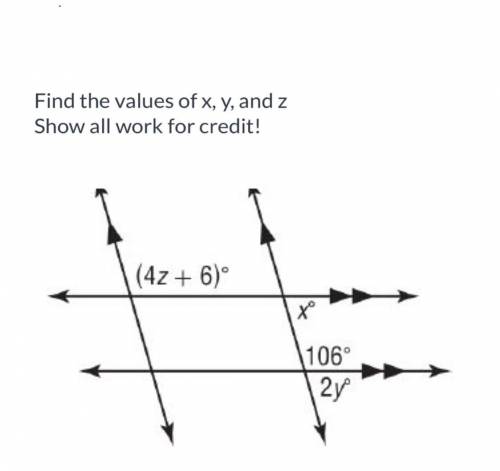Find the values of x,y and z