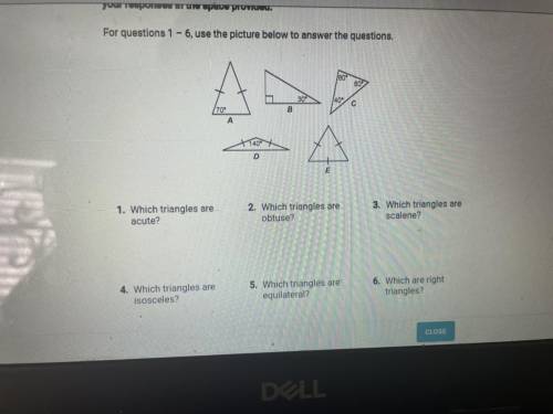 1.Which triangle are acute 2.Which triangles are obtuse 3.Which triangles are scalene 4.Which trian