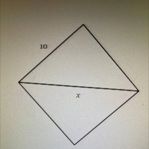 The figure is a square. Find the length of side x in simplest radical form with a rational denomina