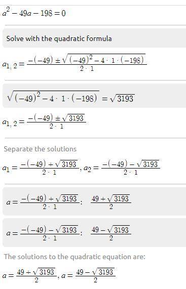 Hihi3a^2-49a-198=0 ai tìm hộ mik a vs hihi