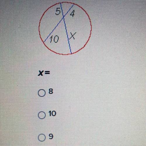 Help mee
x= 
a.8
b. 9
c. 10