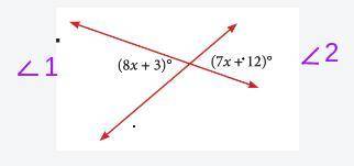 Find the measure for angles 1 and 2.