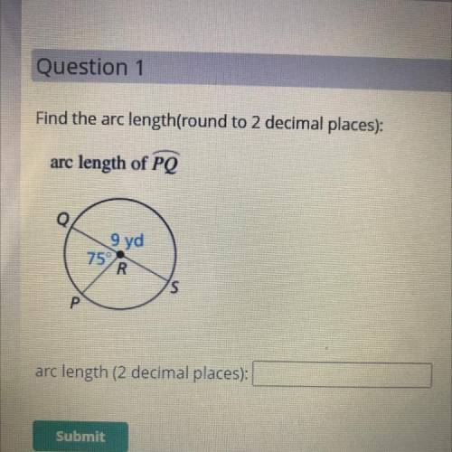 Find the arc length(round to 2 decimal places
Arc length (2decimal places)