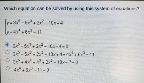 Which equation can be solved by using this system of equations? ​
